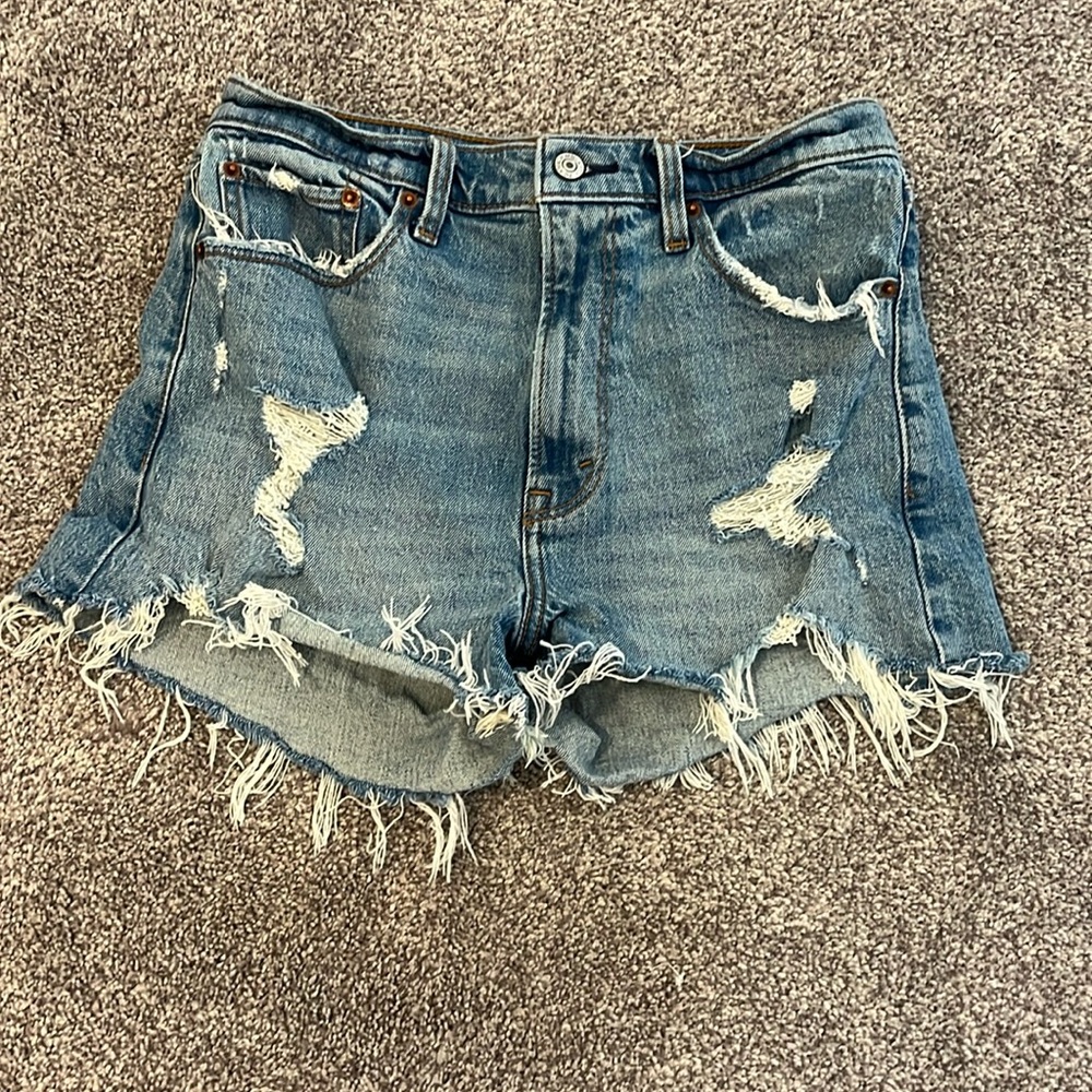 Abercrombie & Fitch Distressed Blue Jean Shorts